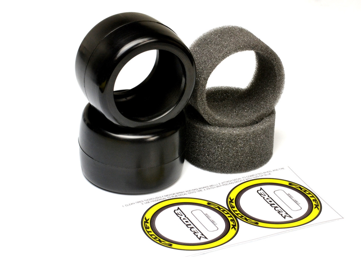EXO2118 36X F1 1-10 Rubber Tires Rear, Yellow - Medium