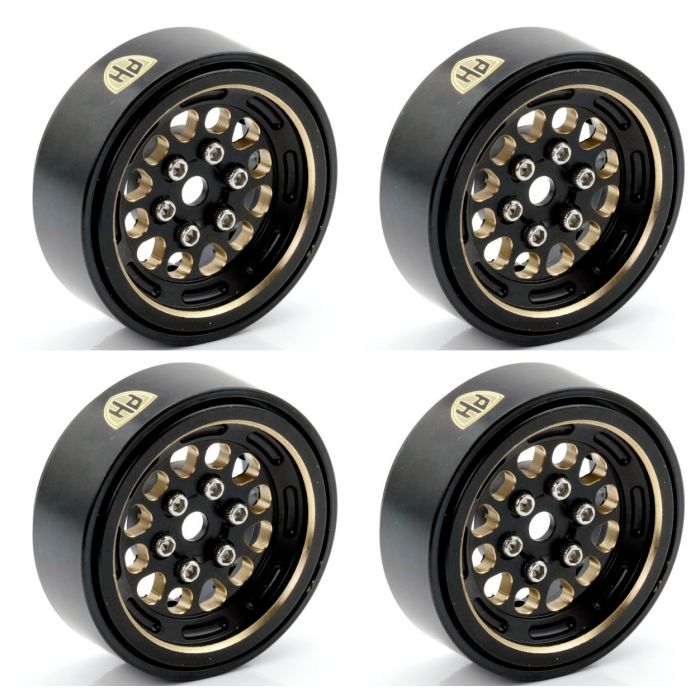 1.0 in. Black Brass Beadlock Crawler Wheels for 1-24