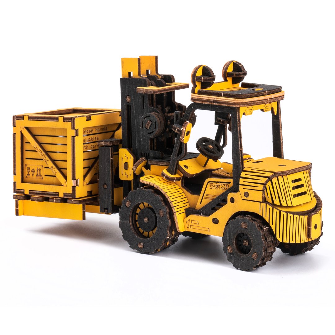 Picture of Robotime ROETG413K Forklift Engineering Vehicle 3D Wooden Puzzle&#44; Black & Yellow