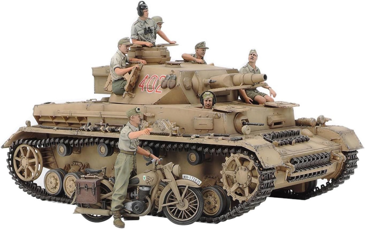 1 by 35 Scale German Panzer IV & Motorcycle Model Set Tank