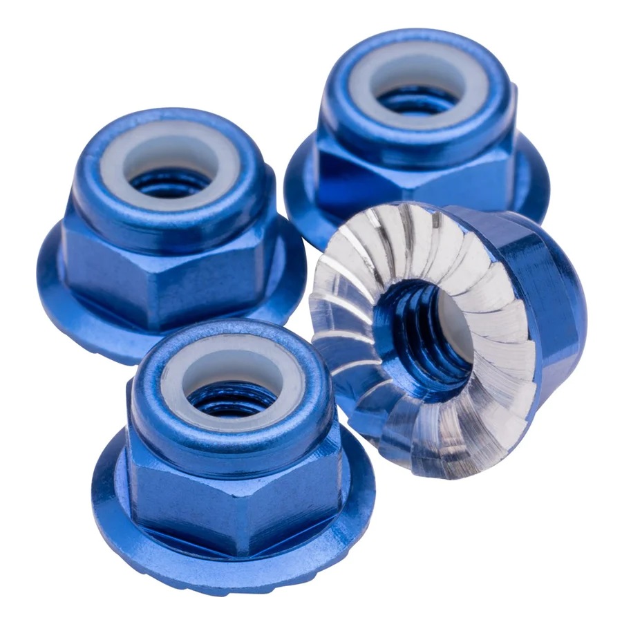Picture of 1UP Racing 1UP80592 M4 Flanged & Serrated Aluminum Locknuts&#44; Dark Blue - 4 Piece