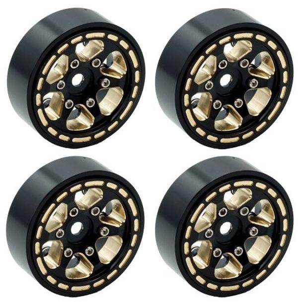 PHBTRX610 1.0 in. 1-24 Scale TRX4M Black Brass Beadlock Crawler Wheels