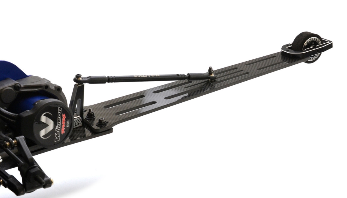 EXO2135 3 mm 1-10 Scale Drag Slash Pro Wheelie Bar Set CF with Single Wheel Style, Black