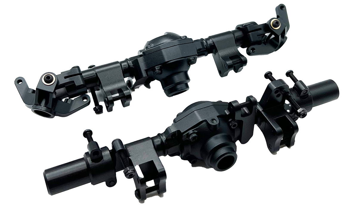RCE1970BK Front & Rear Aluminum Axle Housing Set for CEN Ford F-450 Trucks, Black