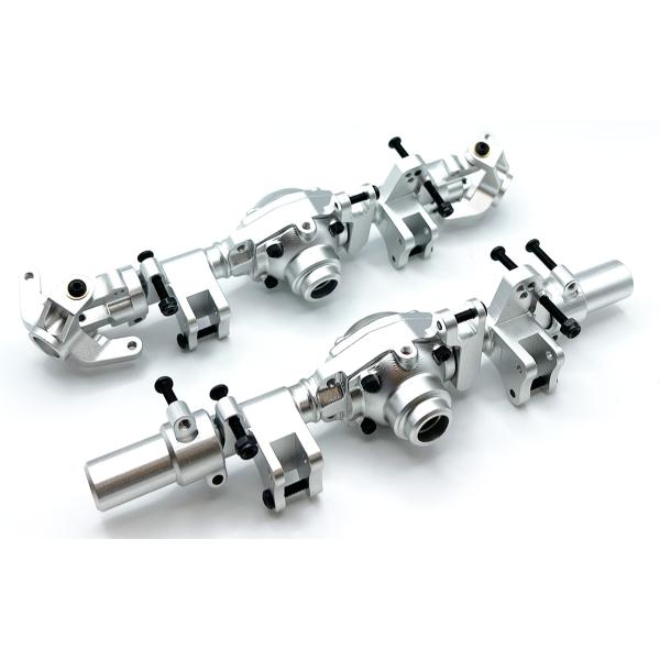 RCE1970S Front & Rear Aluminum Axle Housing Set for CEN Ford F-450 Trucks, Silver