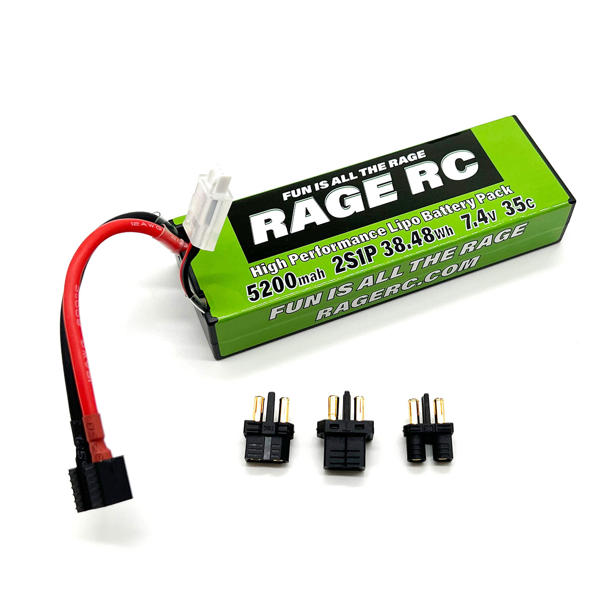 Rage RC RGRLP52002S35U 5200mAh 2S 7.4V 35C Hard Case LiPo Battery with Uni Connector -  Plastiflex Company Inc