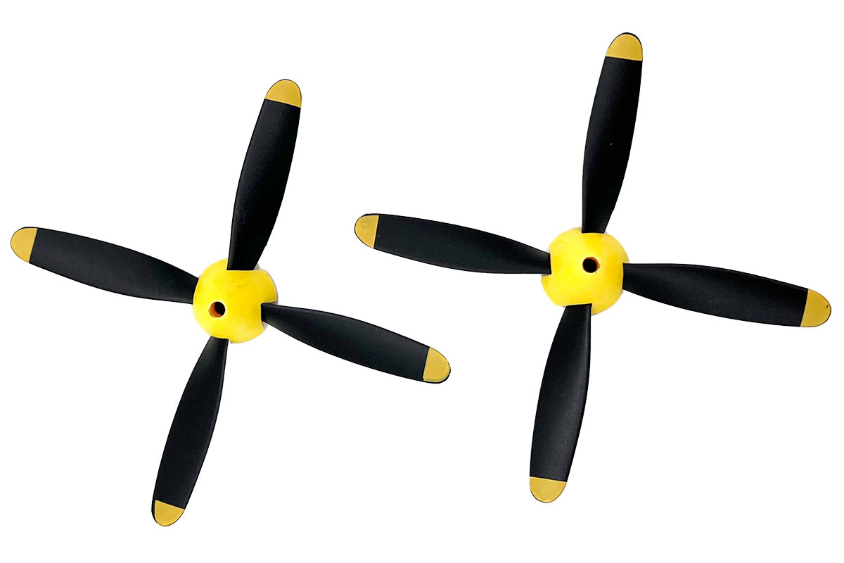 Rage RC RGRA1364 4-Blade Prop with Spinner P-51 Obsession - Pack of 2