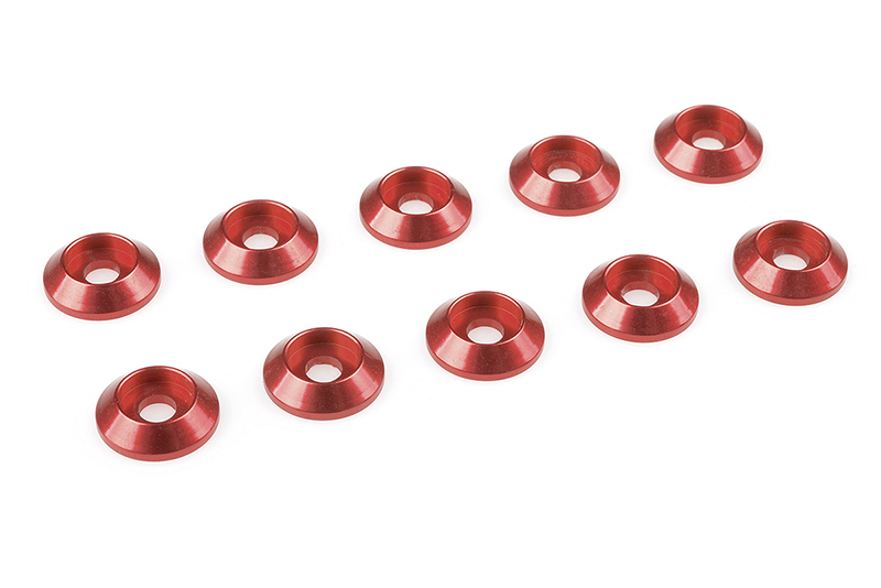 COR3213-30-5 8 mm Aluminum Washer for M3 Flat Head Screws, Red - 10 Piece