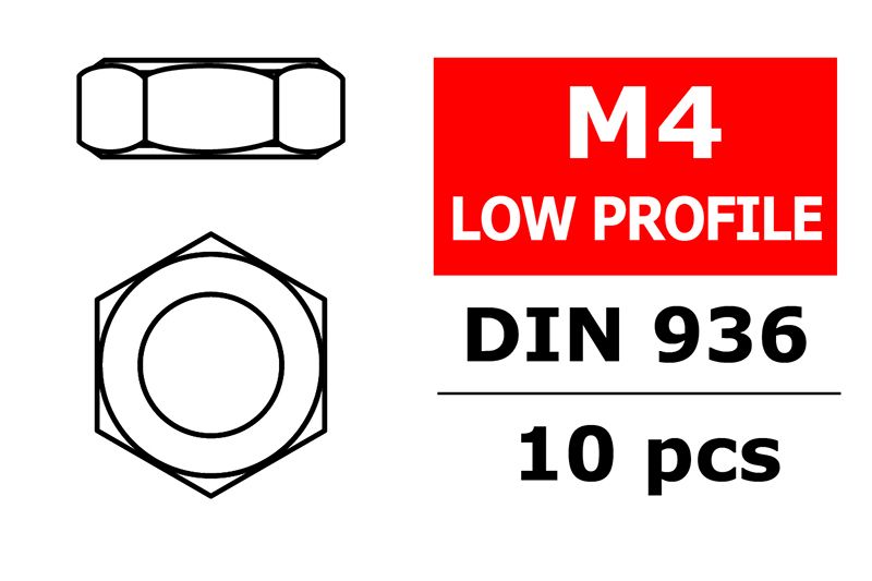 COR3104-40 M4 Low Profile Nut, Silver - 10 Piece