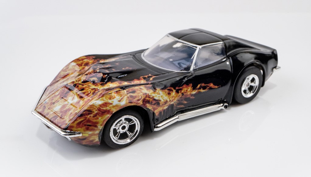 HO Scale 1968 Corvette 427 Black Flame Slot Car