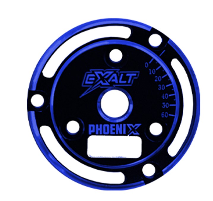 EXA0233BL Phoenix Endplate with Chamfered Edges, Black & Blue