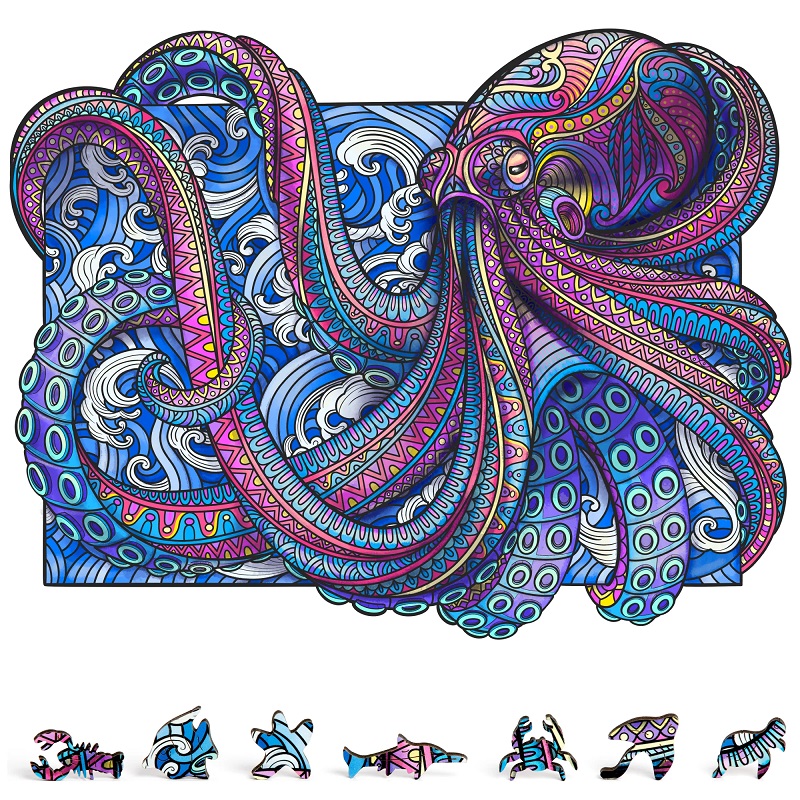 Picture of ZenChalet Puzzles ZCPO200 Octopus Wooden Puzzle - 200 Piece