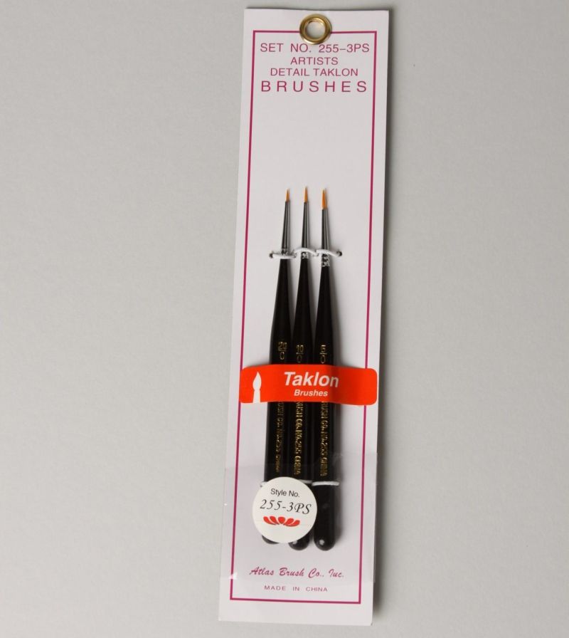 ABS255-3PS Golden Taklon Brush Set for 3 Sizes - 3 Piece