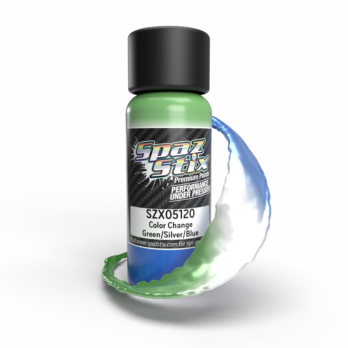 SZX05120 2 oz Color Change Airbrush Paint Bottle, Green, Silver & Blue