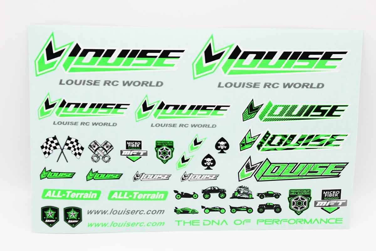 LOULT3373G Sticker Sheet for RC Vehicle, Green