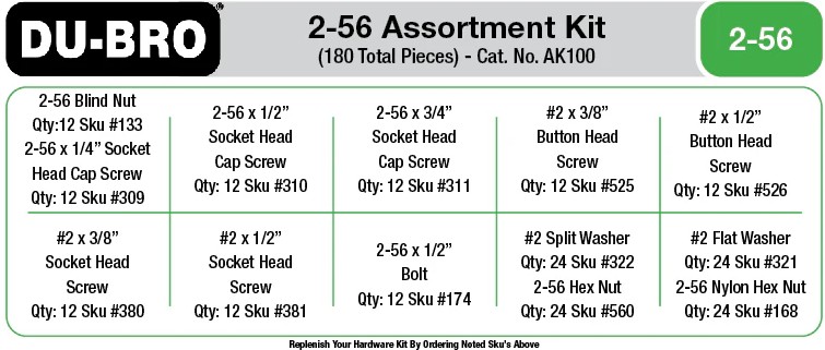 DUBAK100 2-56 Hardware Assortment Kit - 180 Piece