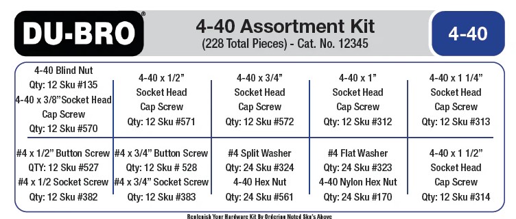 DUBAK101 4-40 Hardware Assortment Kit - 228 Piece