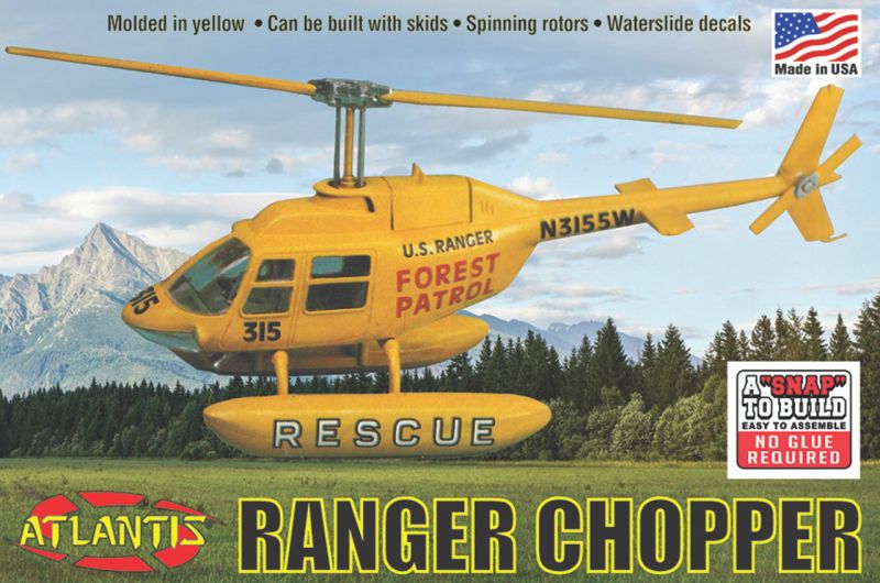 AANM1025 1-72 Scale Forest Patrol Rescue Helicopter Snap Plastic Model