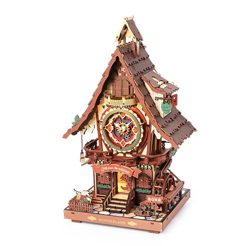 ROELC901C Cuckoo Clock Stained Wood, Mechanical 3D Wooden Puzzle