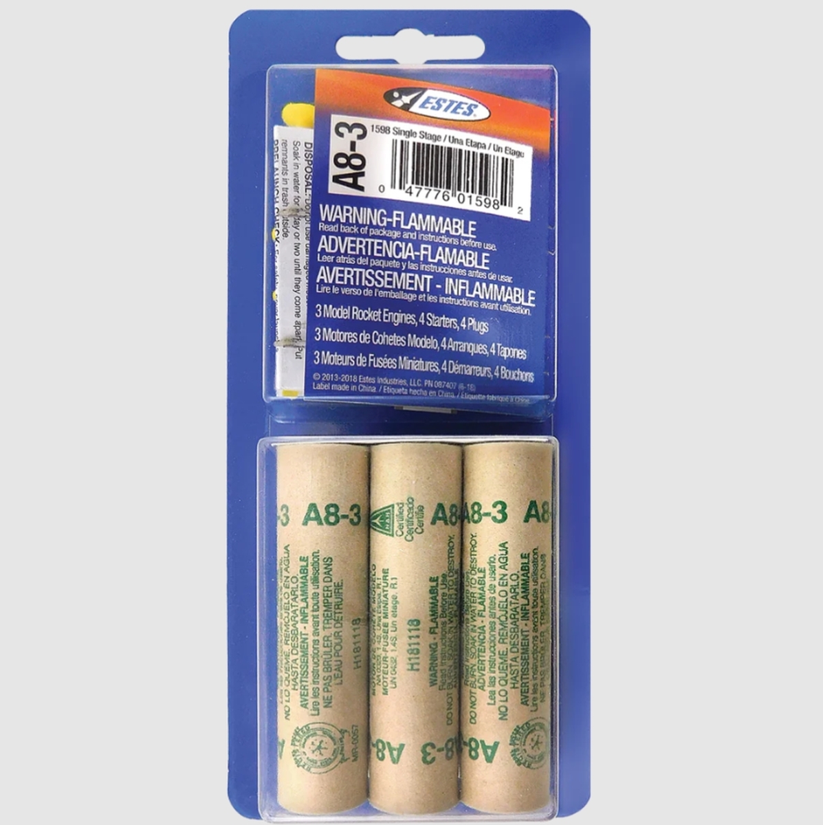 EST10017 A8-3 Model Rocket Engines - Pack of 3