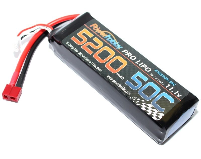 5200mAh 11.1V 3S 50C LiPo Battery with Hardwired T-Plug -  Power Hobby, PO786512