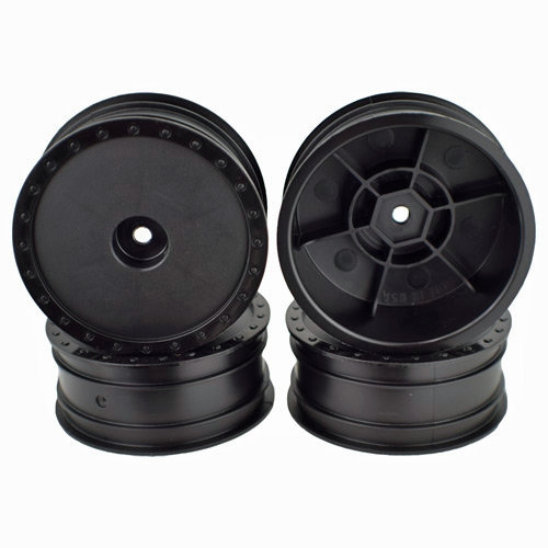 DERBB4KFB Borrego Buggy Wheels, Black - 4 Piece for Associated B6, Kyosho RB6 & Front