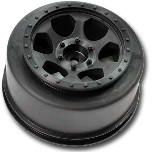 DERTS4FB Trinidad Short Course Wheel, Black - 4 Piece for Traxxas Slas Front