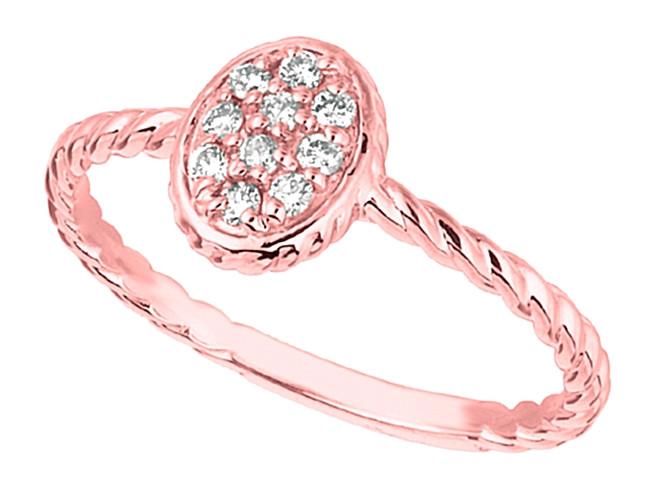 HC10612-3.5 0.15 CT Round Brilliant Diamond Oval Shape Wedding Anniversary Ring - Gold 14K