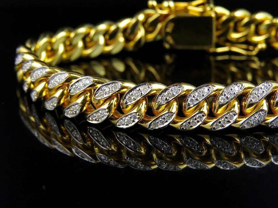 Picture of Harry Chad Enterprises 34567 Mens Miami Cuban Link Diamond 10 mm 8 Inche Bracelet - 14K Yellow Gold