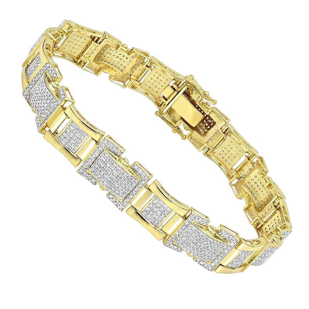 Picture of Harry Chad Enterprises 39706 9.25 CT Small Brilliant Cut Diamonds Mens Bracelet - 14K Yellow Gold