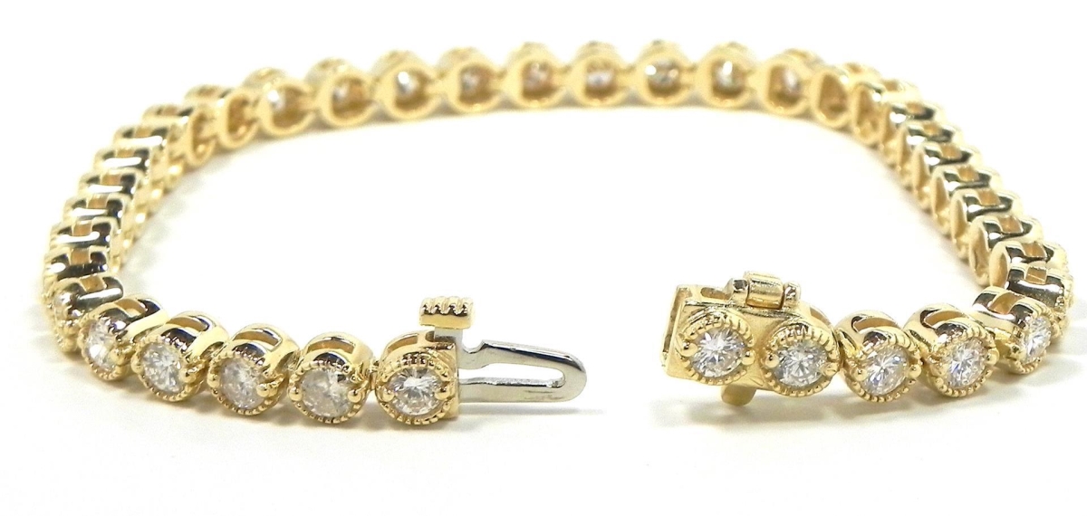 Picture of Harry Chad Enterprises 39985 10 CT Womens 14K Yellow Gold Round Diamond Tennis Bracelet