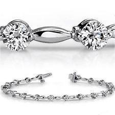 23458 4 CT 14K White Gold Sparkling Round Cut Diamonds Bracelet