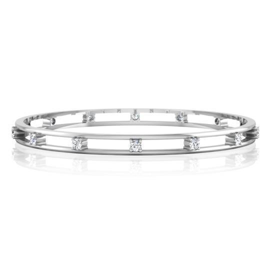 26992 2.80 CT Womens Round Cut Diamonds Bangle - 14K White Gold