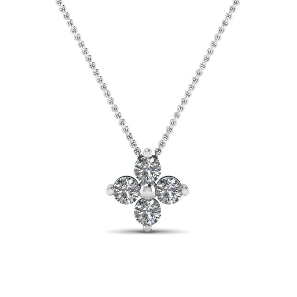 Picture of Harry Chad Enterprises 23826 2 CT White Gorgeous Round Cut Diamonds Fleur Grace Pendant Necklace