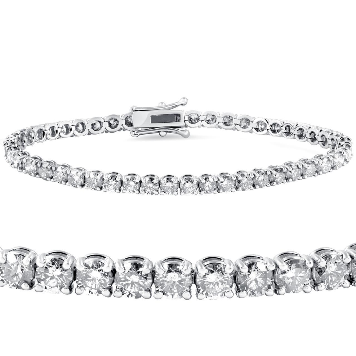 23374 3.25 CT Round Cut Diamond Sparkling 14K White Gold Tennis Bracelet