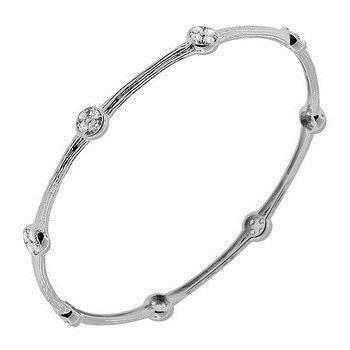 2 CT Womens Round Diamond Eternity Bangle - White Gold