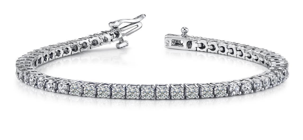 23491 7 CT Round Brilliant Diamonds Tennis Bracelet - 14K White Gold Cut