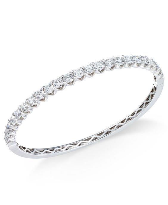 3.45 CT 14K White Gold Gorgeous Round Shape Diamonds Bangle