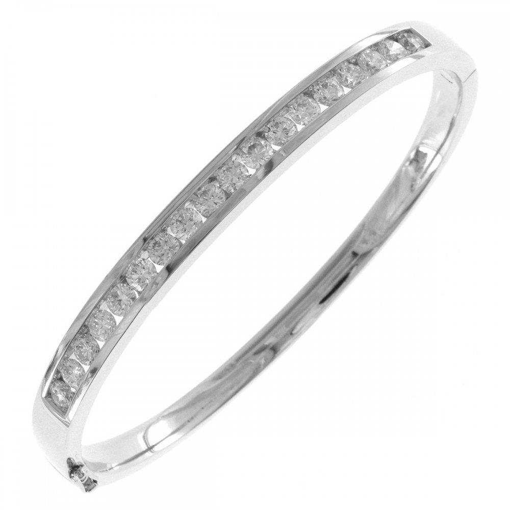 26985 3.60 CT Round Cut Diamonds 14K White Gold Ladies Bangle