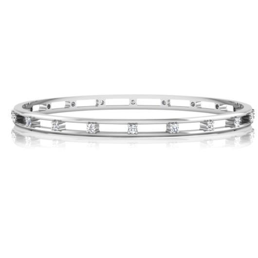 27067 3 CT Round Cut Diamonds Lady Bangle - 14K White Gold