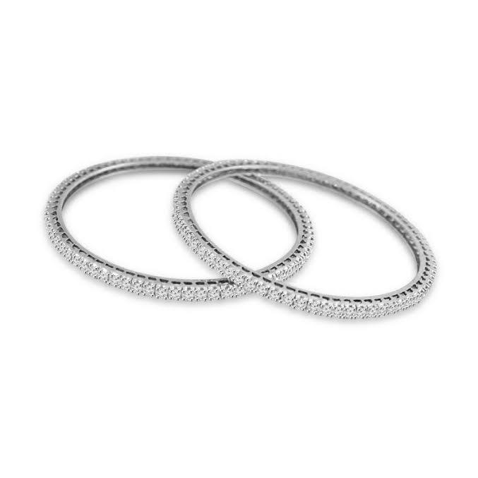 4 CT Round Diamond Ladies Bangle Fine  14K White Gold