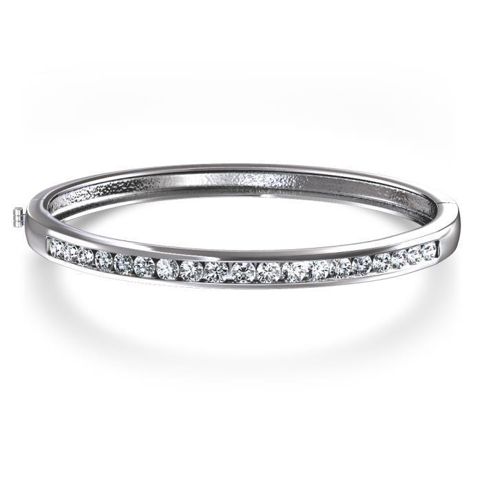 3 CT Sparkling Round Brilliant Diamonds Bangle  White Gold