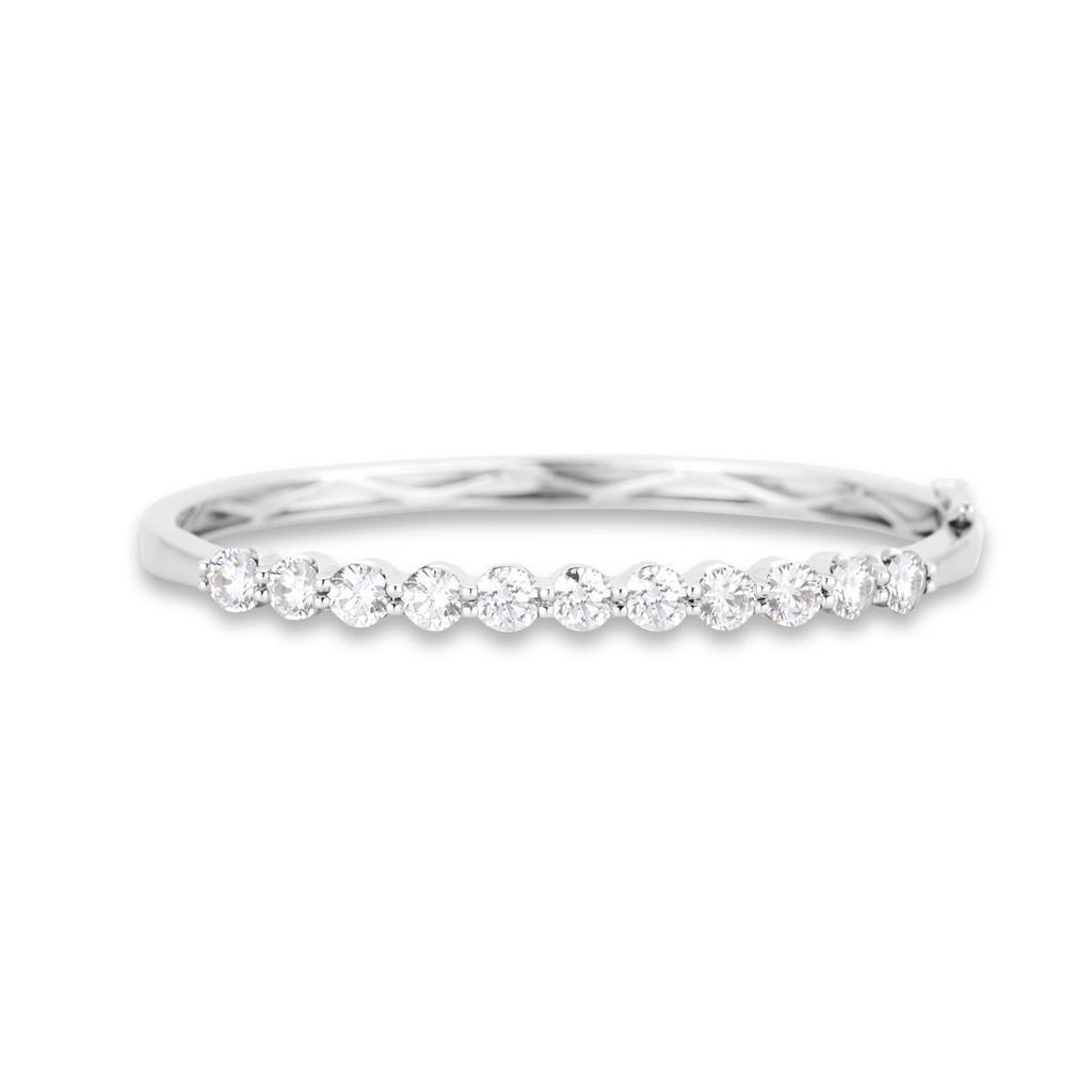 Sparkling Round Diamond Bangle - 14K White Gold