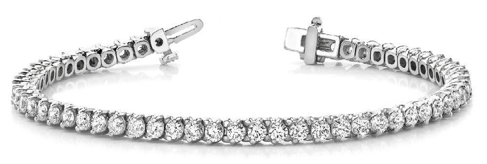 23574 6 CT Bezel Set Five Round Cut Diamond Bracelet  14K White Gold