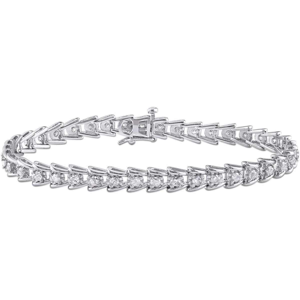 23663 2.65 CT Round Cut Prong Set Sparkling Diamonds Bracelet - 14K White Gold