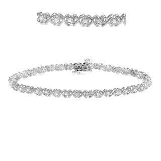 1 CT White Round Diamond Bracelet  14K White Gold
