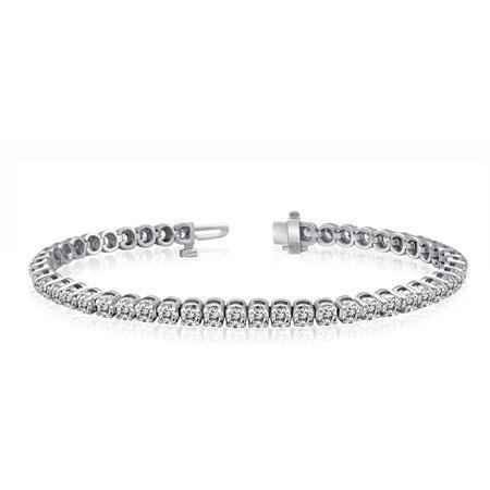 23367 3 CT Diamond Round Cut Bracelet  14K White Gold