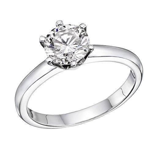 Picture of Harry Chad Enterprises 28177 1 CT 14K Round Solitaire Diamond Engagement Ring - White Gold