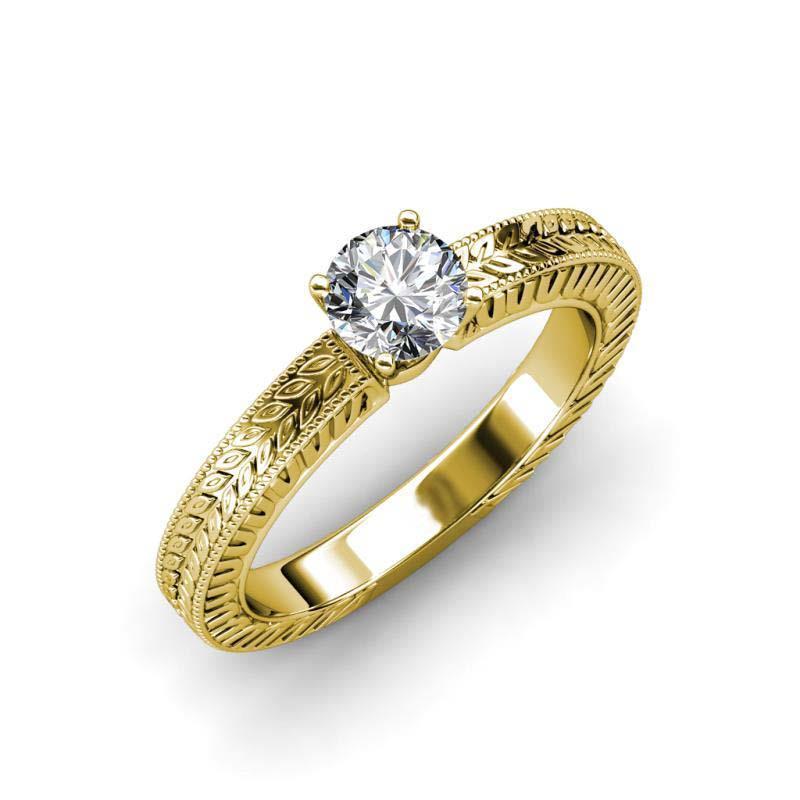 Picture of Harry Chad Enterprises 25440 1.50 CT Yellow Sparkling Solitaire Round Cut Diamond Wedding Ring