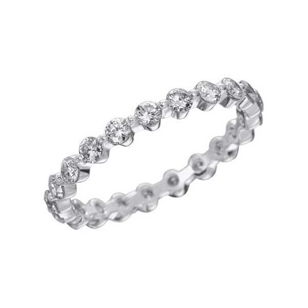 2 CT Round Diamond Wedding Band - 14K White Gold